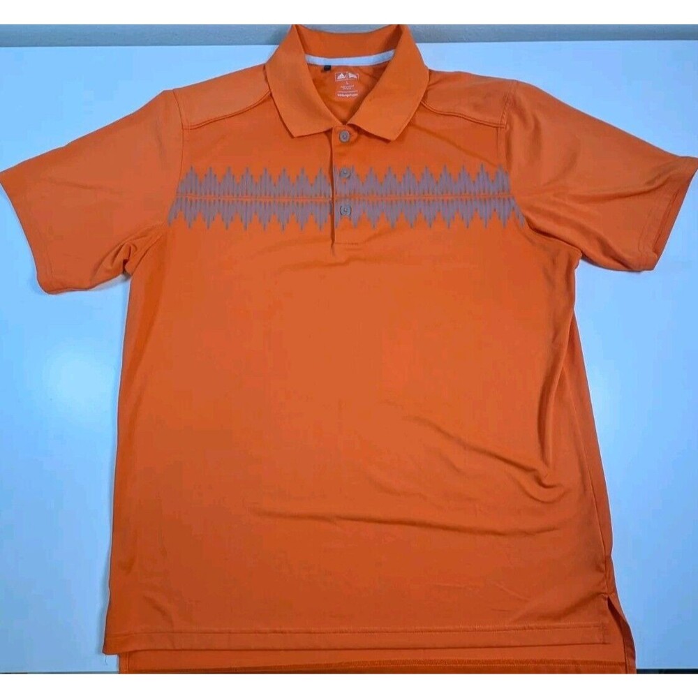 Adidas Golf Polo Shirt Mens L Large Orange Graph Equalizer Climalite Athletic